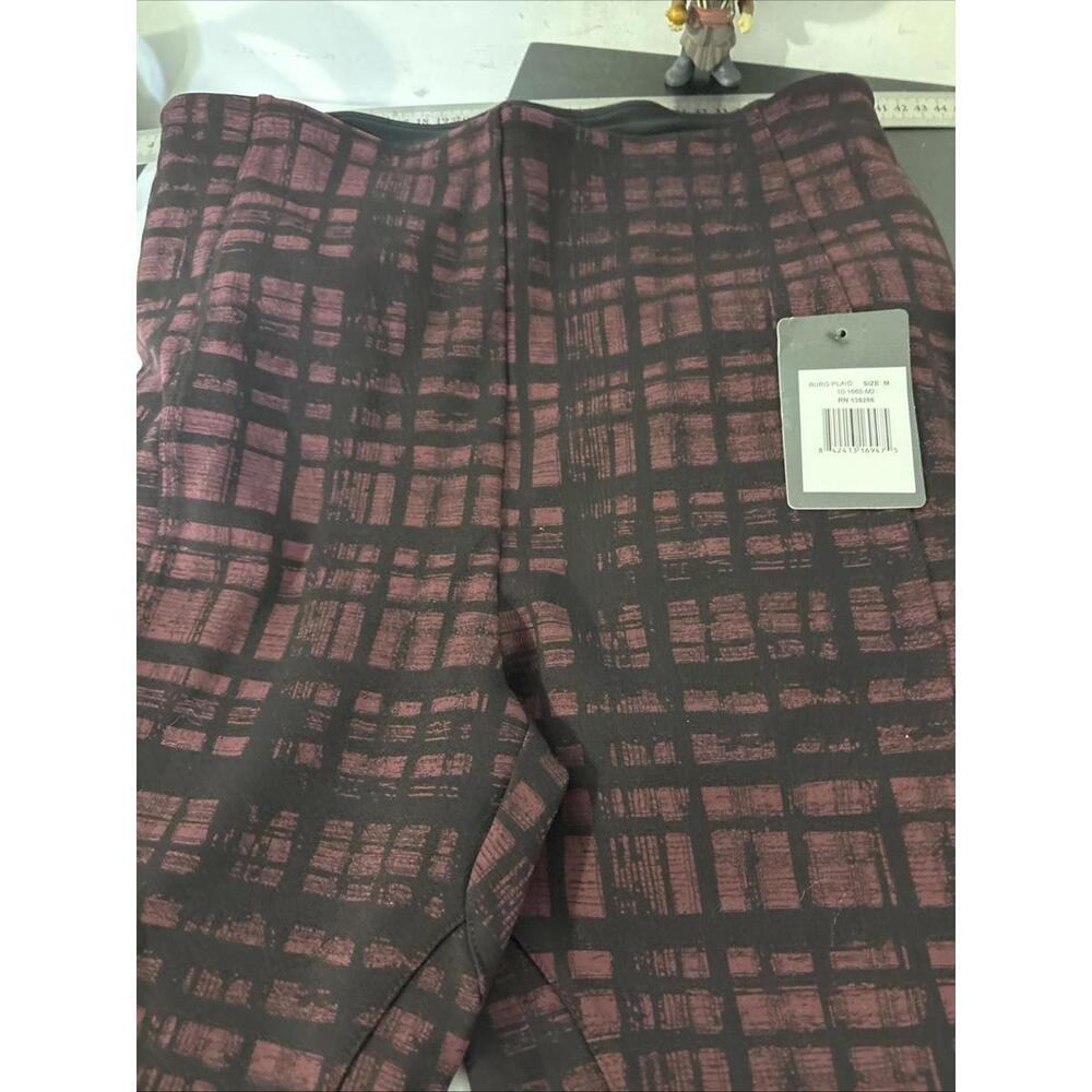 Lysse Women's Med Burg Plaid Suzee‎ Ponte Leggings Brand New With Tags